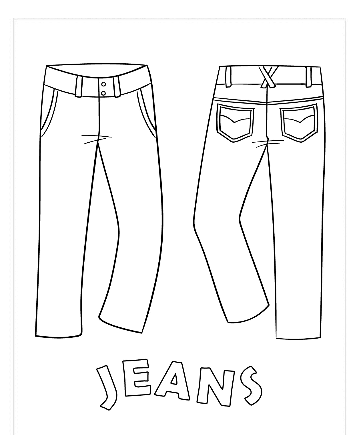Jeans Modern Cute Coloring Page