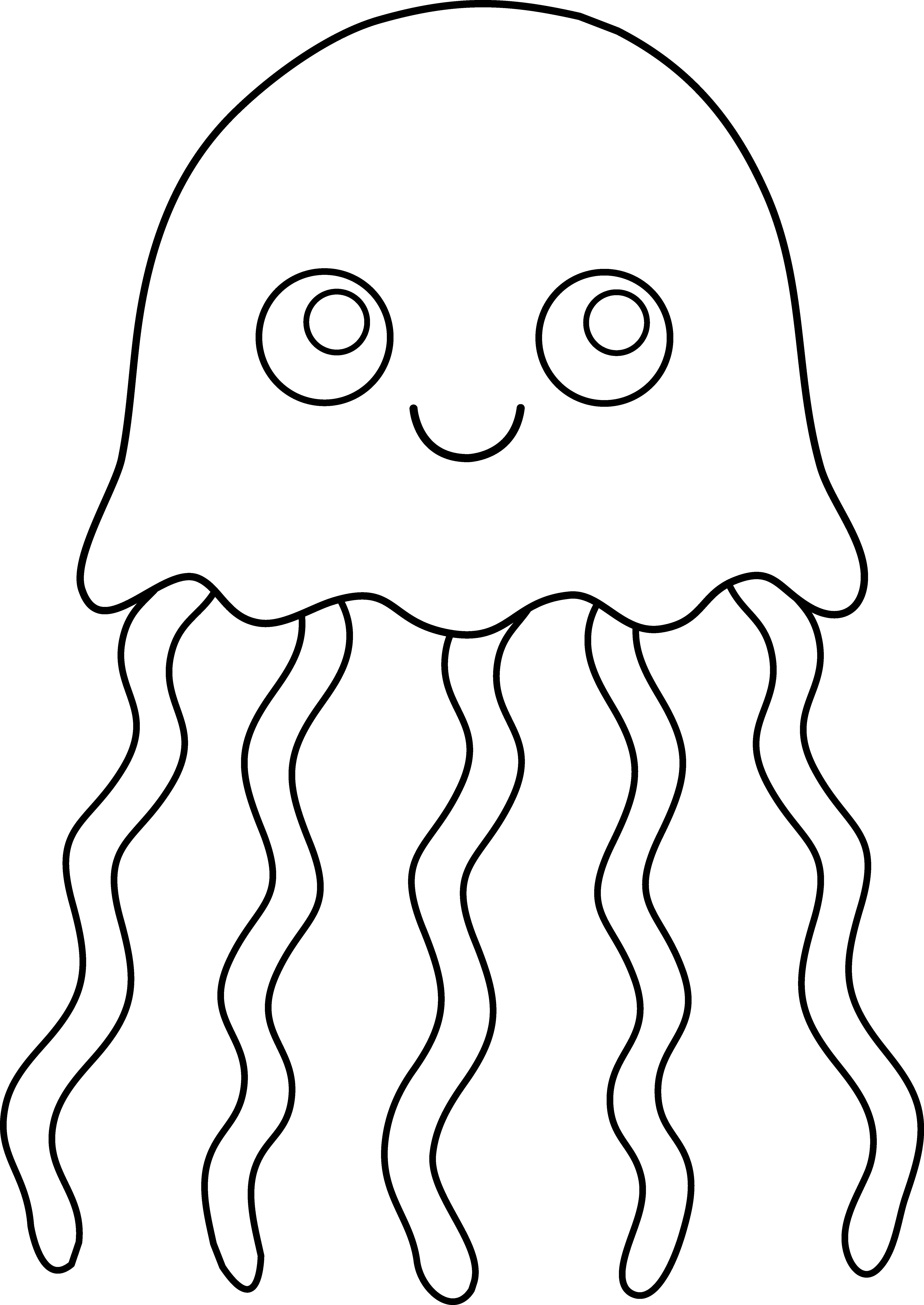 Jellyfish Clip Art Black and White Coloring Page
