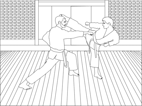 Karate Picture Coloring Page