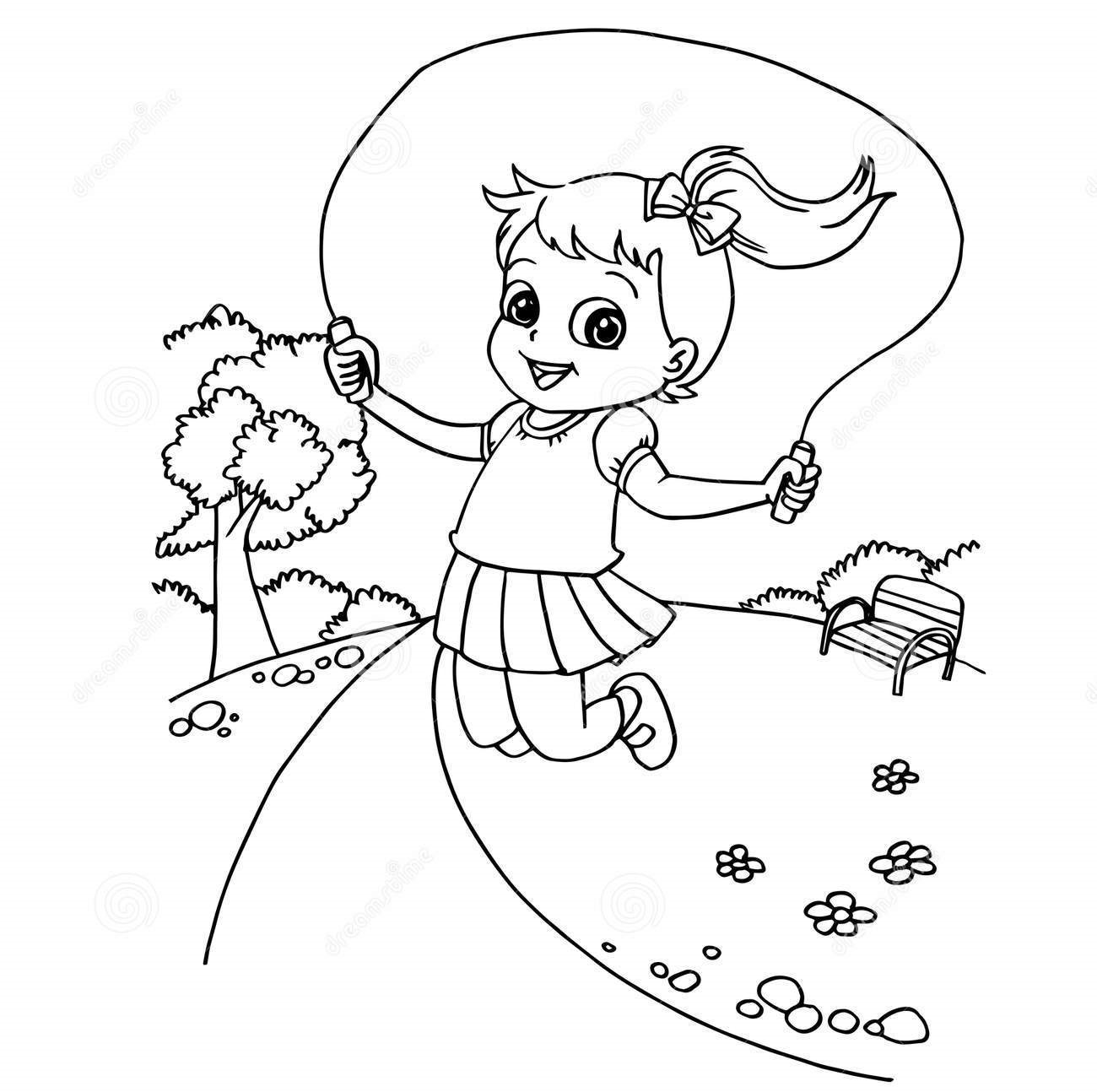 Kid Jumping Rope Cartoon