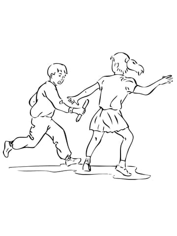 Kids Relay Race Coloring Page