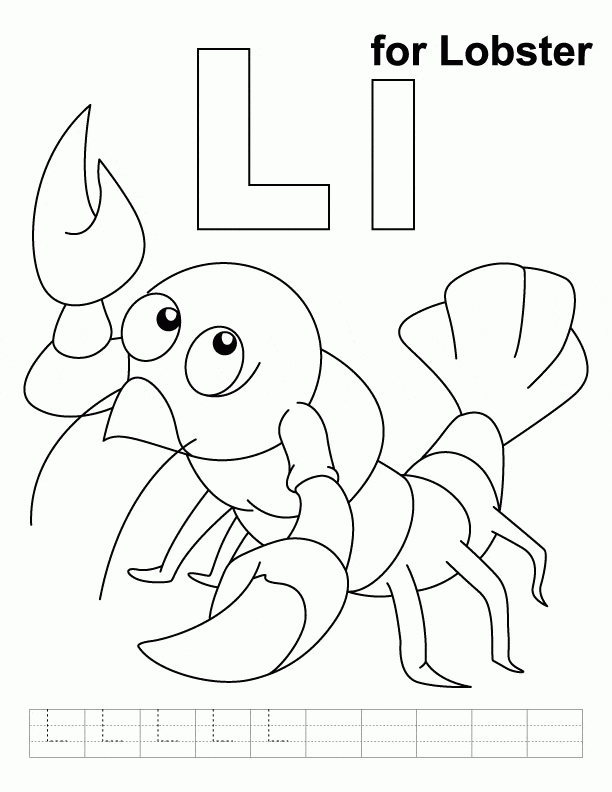 L For Lobster Coloring Page