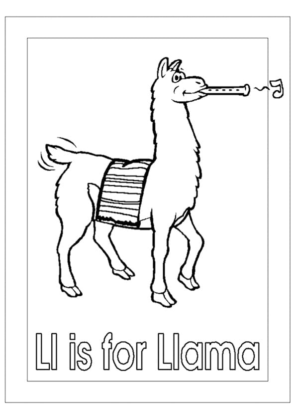 L is for Llama Coloring Page