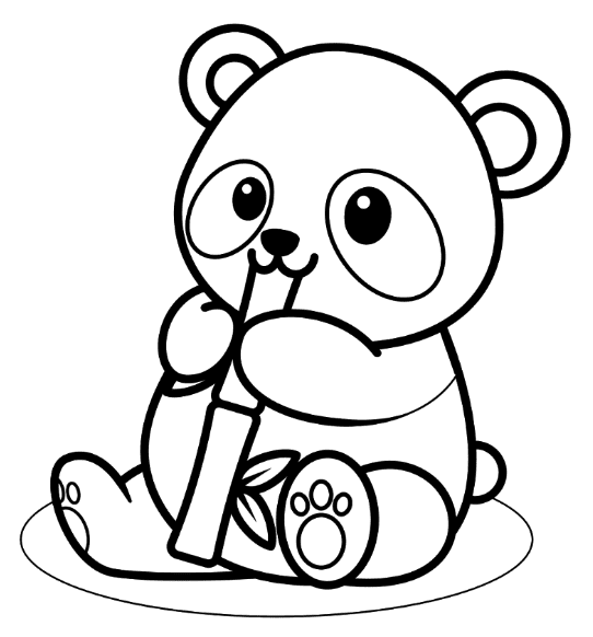 Little Panda Likes Eating Bambu Coloring Page