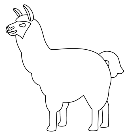 Llama Emoji Printable Coloring Page
