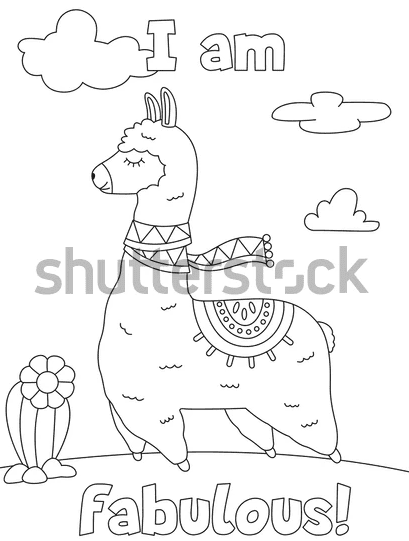 Llama Simple For Children Coloring Page