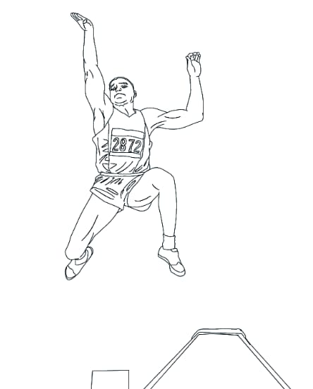 Long Jump Athletics For Kids Coloring Page