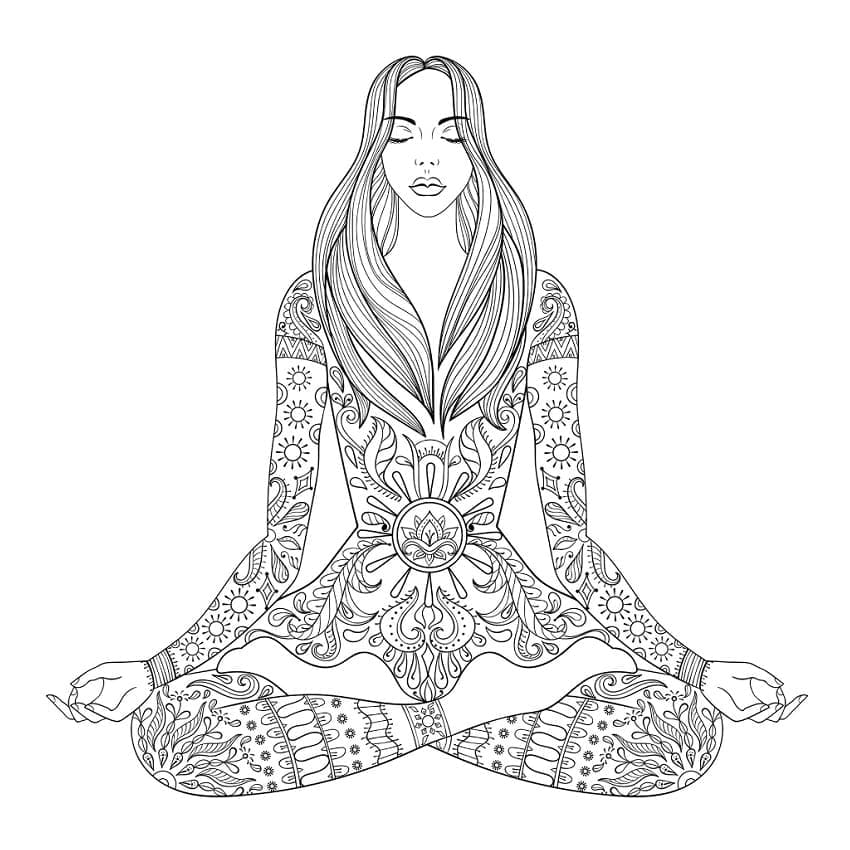 Lotus Pose Meditation Image Coloring Page