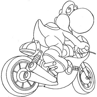 Mario Kart Yoshi Image Coloring Page