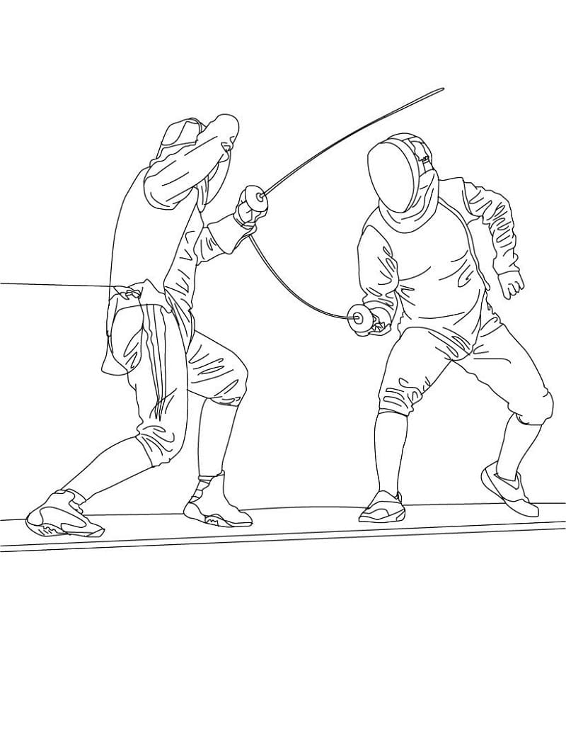 Men Fencing Coloring Page