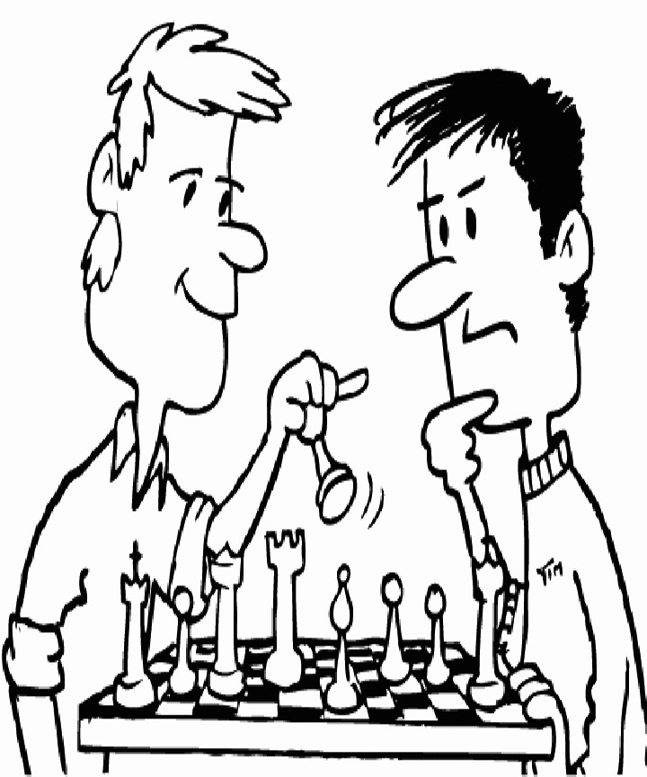 Men Playing Chess Coloring Page