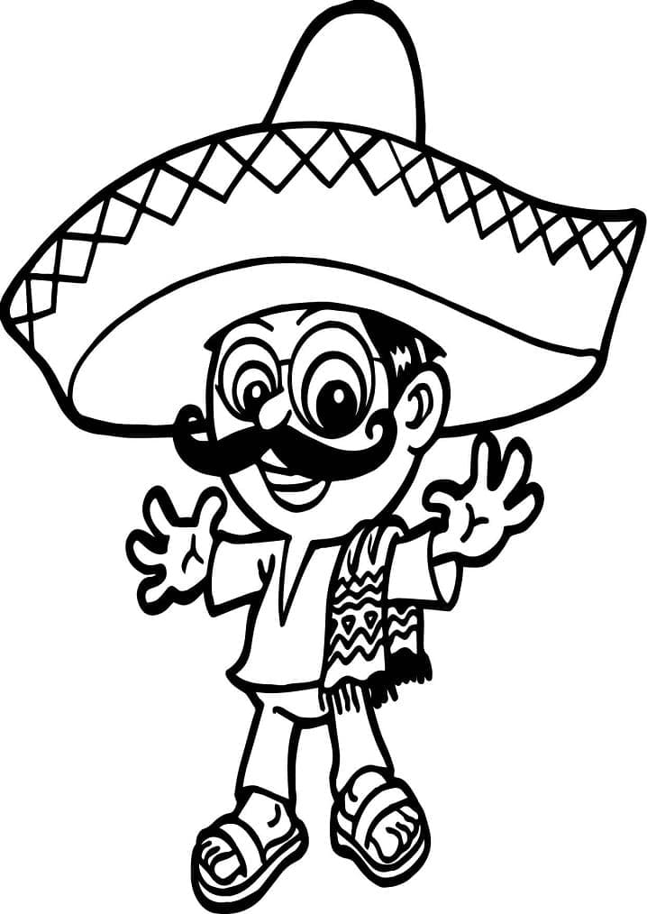 Mexican Man With Sombrero Coloring Page