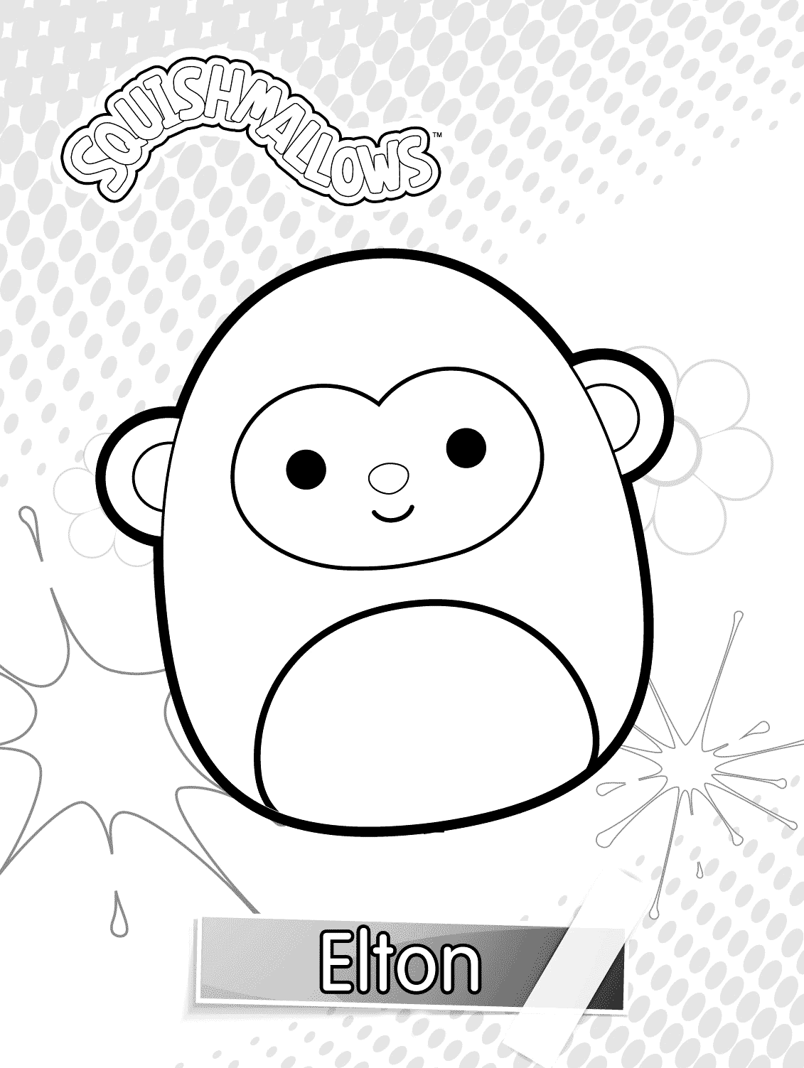 Monkey Elton Squishmallows Coloring Page