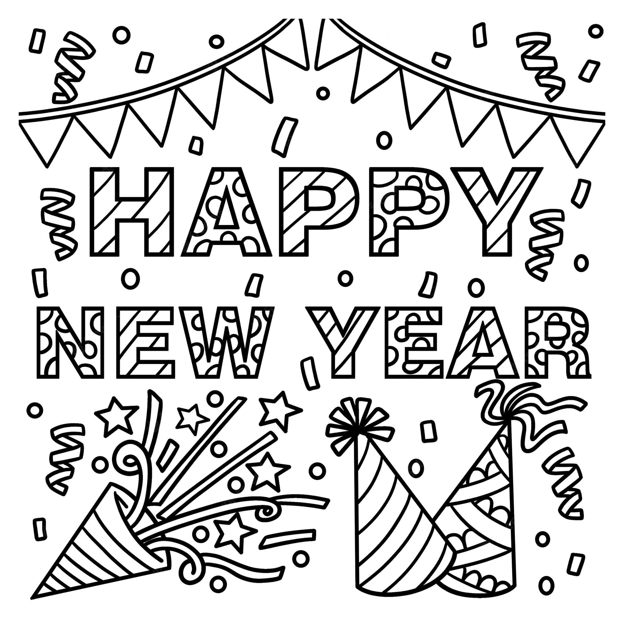 New Year Banner Party Hat Image For Kids