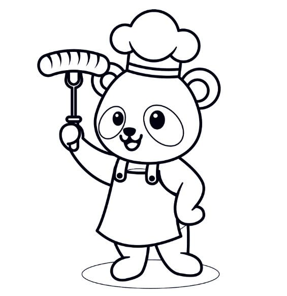 Panda Cooking Meal Coloring Page