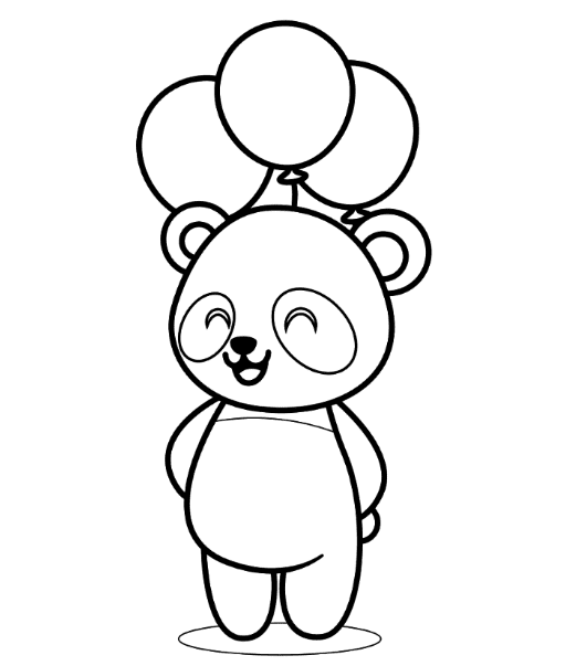Panda Hiding Balloons Coloring Page