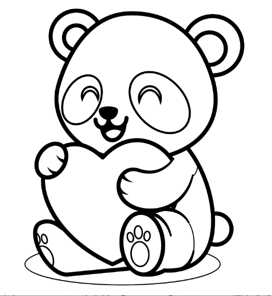 Panda Holding A Hearth Pillow Coloring Page