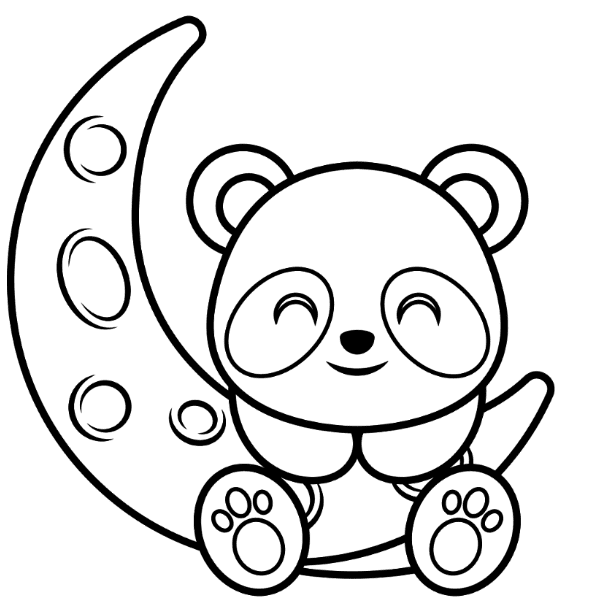 Panda Holding Moon Coloring Page