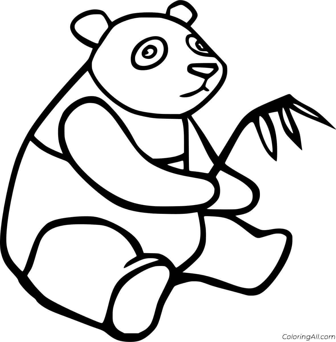 Panda Holds A Bamboo Coloring Page