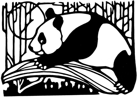 Panda In Bamboo Forest Coloring Page