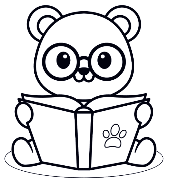 Panda Reading A Book Coloring Page