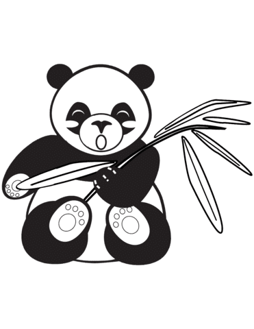Panda With Bamboo Image Coloring Page