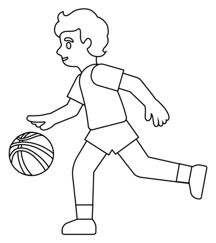 Person Bouncing Ball Emoji For Kids Coloring Page
