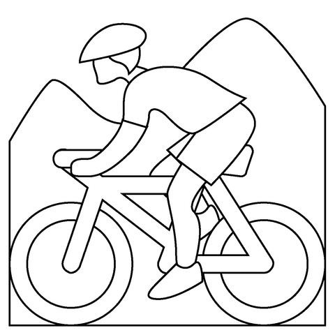 Person Mountain Biking Emoji For Kids Coloring Page