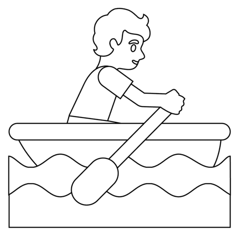 Person Rowing Boat Emoji Cute Coloring Page