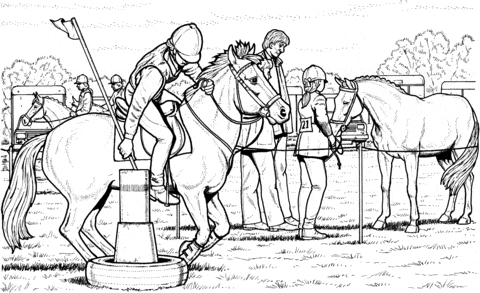 Preparing For A Polo Match Coloring Page