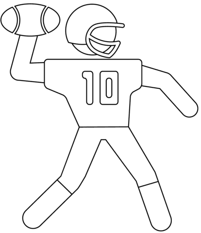 Quarterback Throwing For Kids Coloring Page