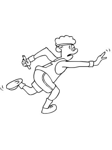 Relay Race Runner Image For Kids Coloring Page