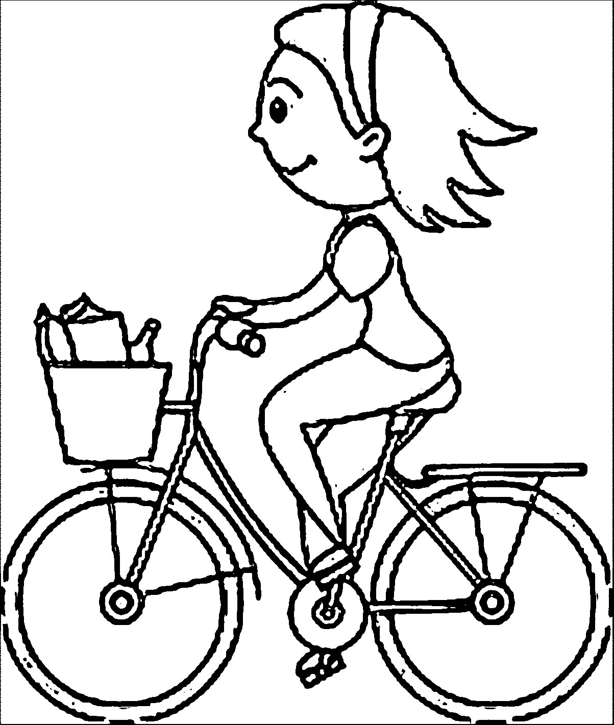 Riding Bicycle With Full Basket Coloring Page