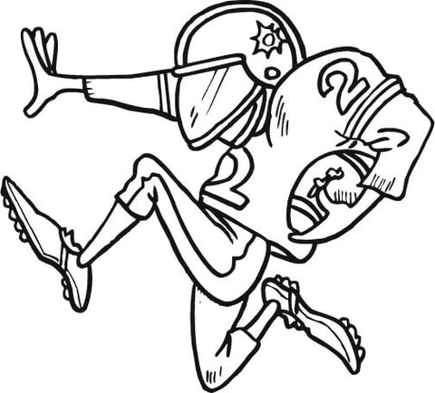Running Football Player Image Coloring Page