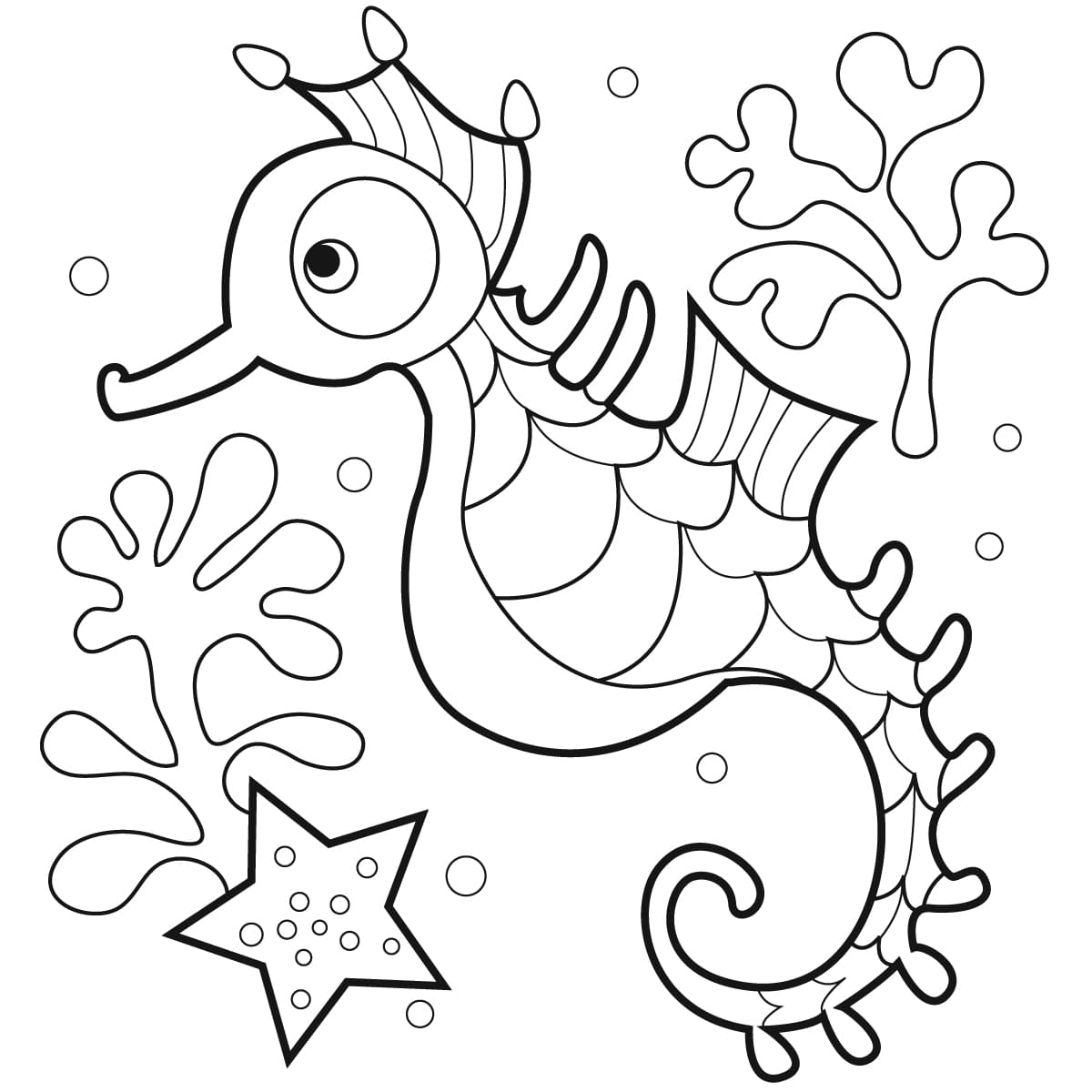 Seahorse For Children Image Coloring Page