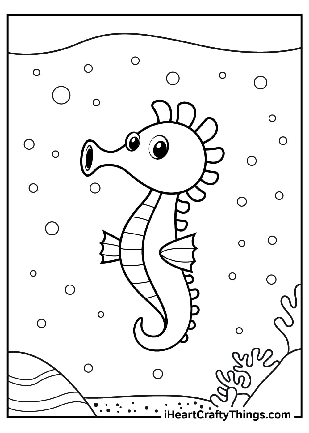 Seahorse For Kids Image Coloring Page