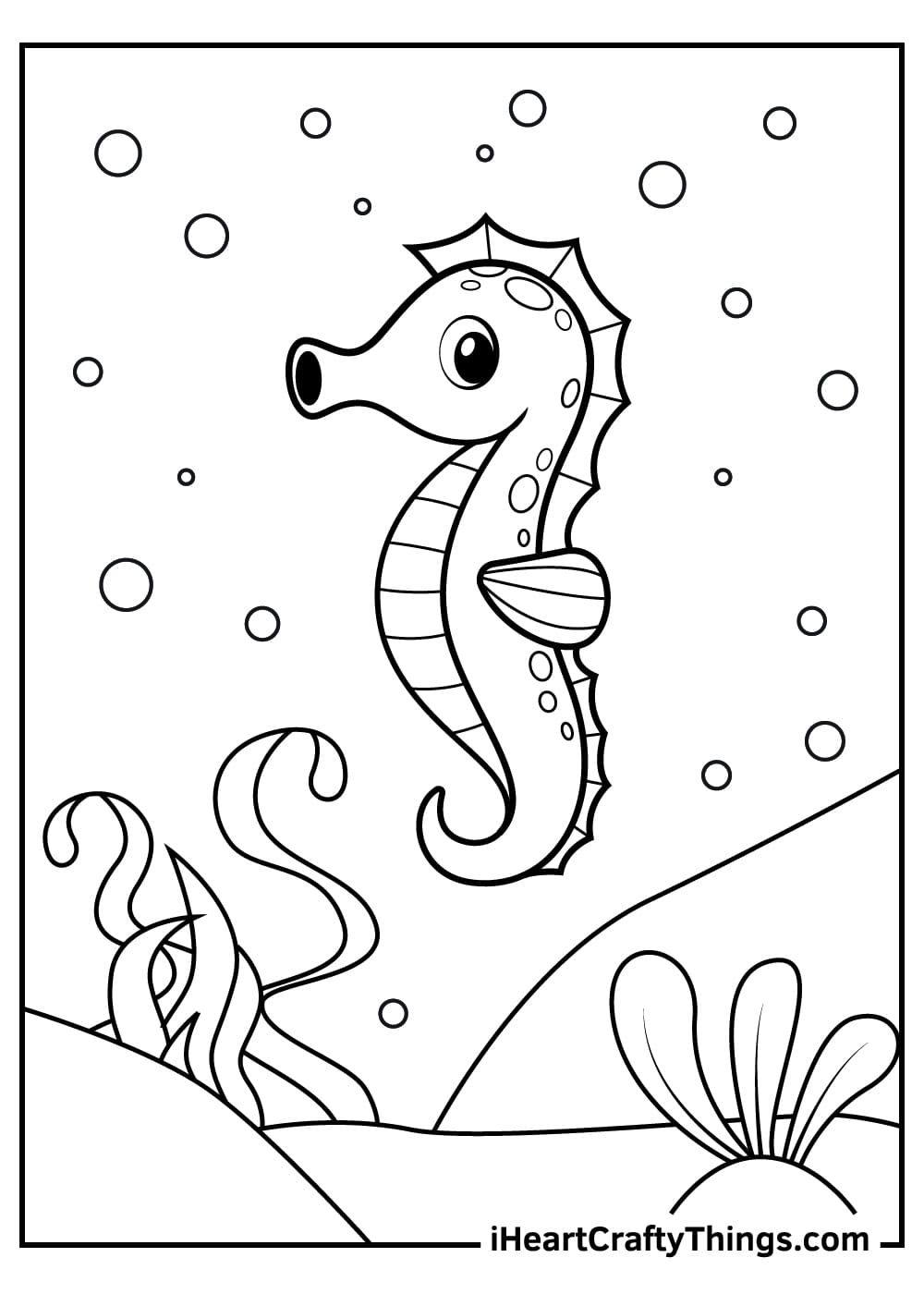 Seahorse For Kids Coloring Page