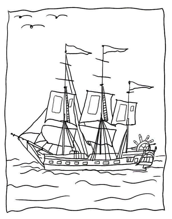 Ship Coloring Image For Kids
