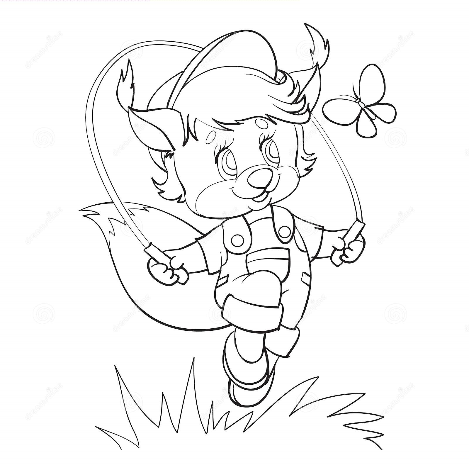 Sketch Of A Squirrel Character Who Jumps Over A Rope