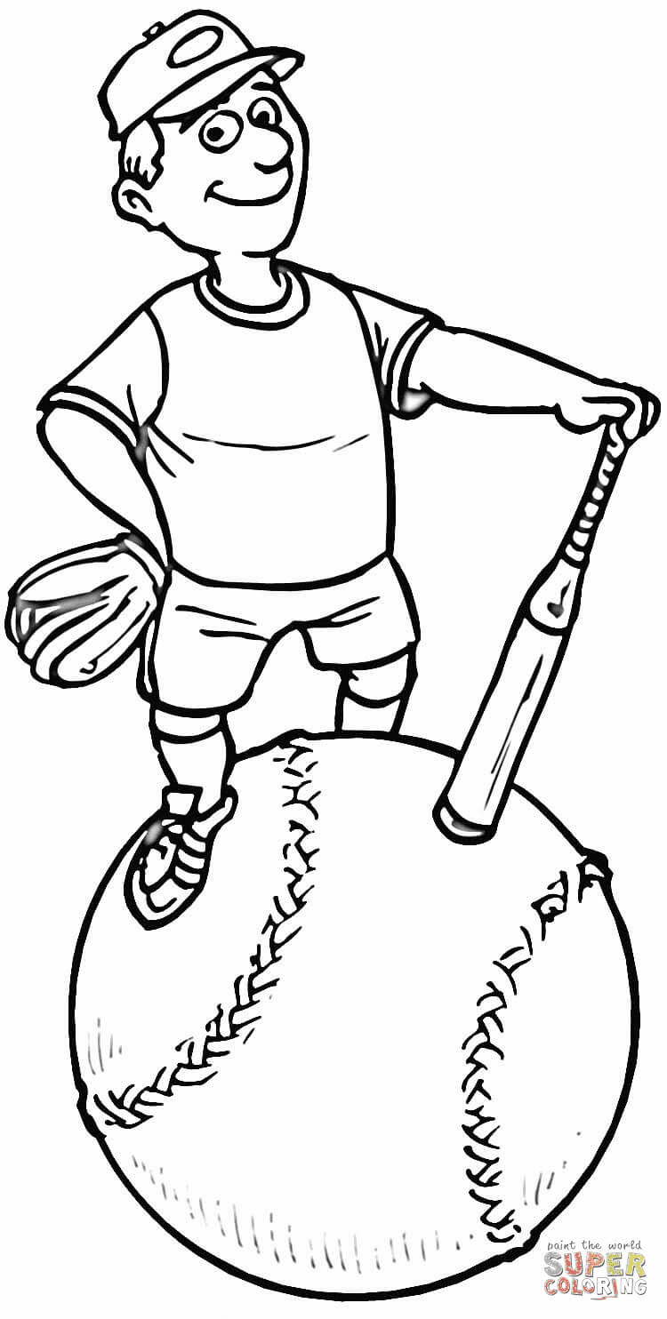 Softball Cute For Children Coloring Page