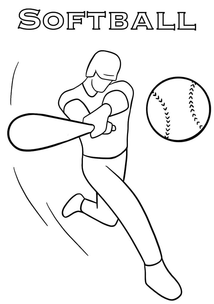 Softball Printable Coloring Page