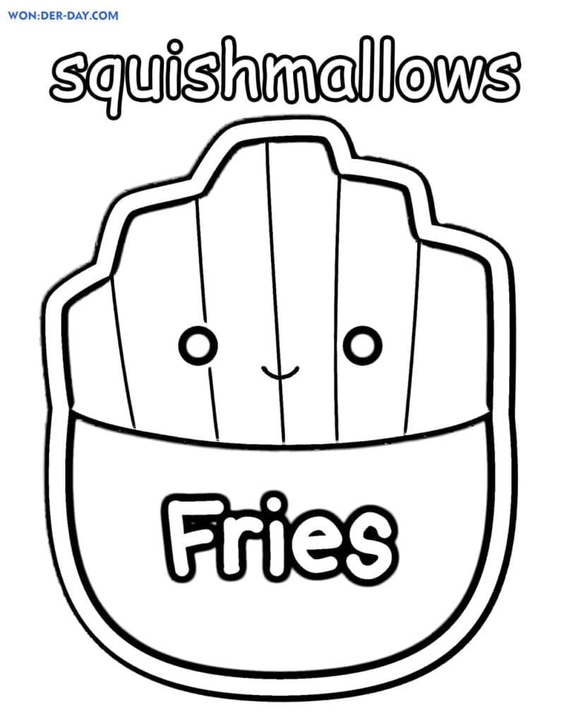 Squishmallows French Fries Coloring Page