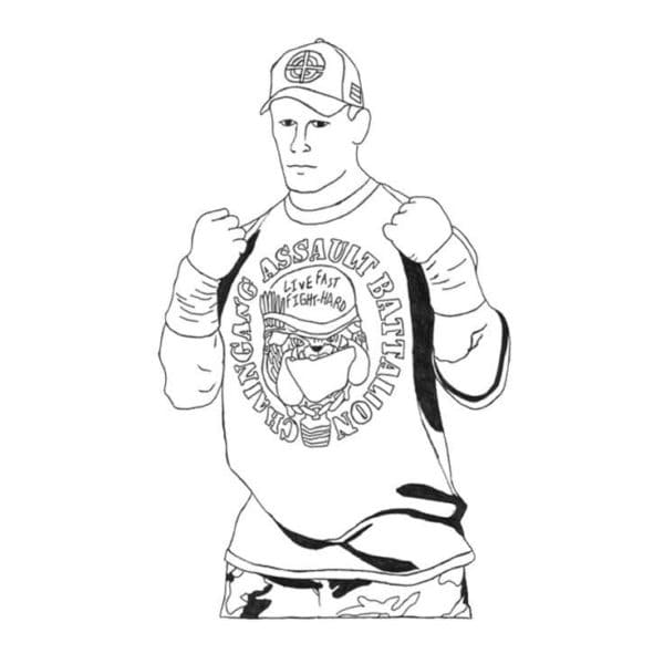 Strong-willed John Cena In A Cap Coloring Page