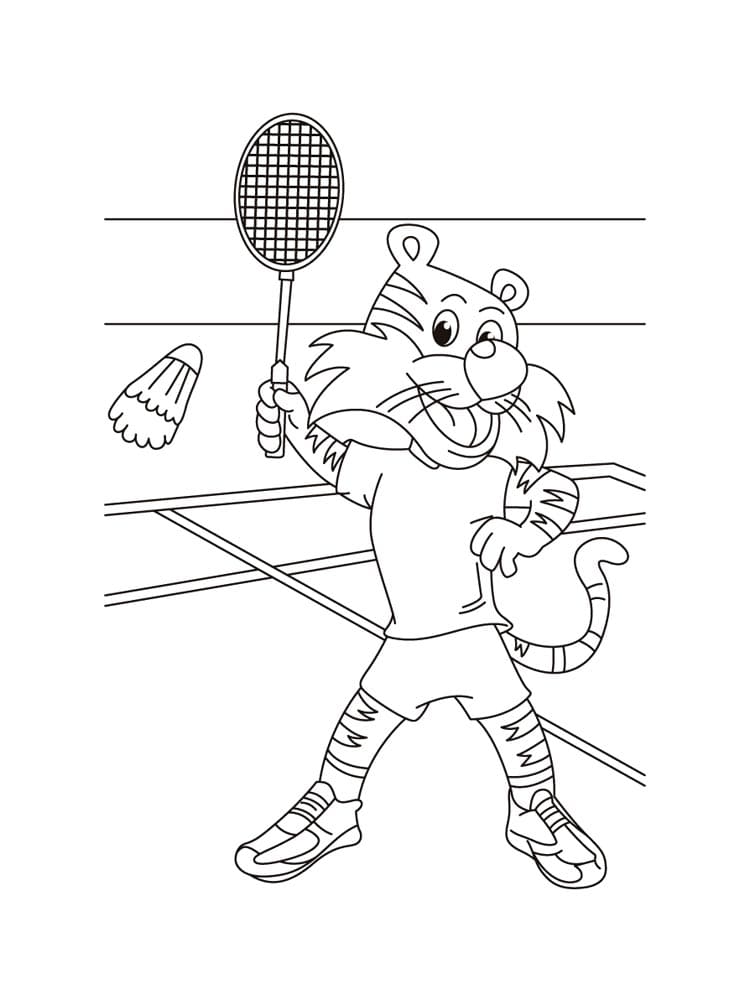 Tiger Playing Badminton