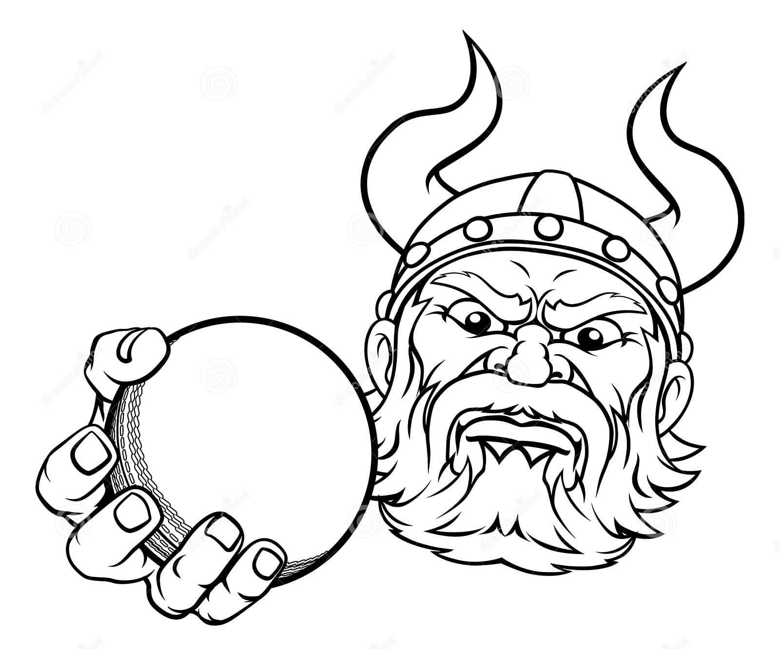Viking Cricket Ball Sports Mascot Cartoon
