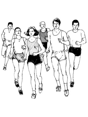 Marathon Runners Coloring Page