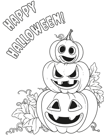 3 Scary Carved Pumpkins To Color Image Coloring Page