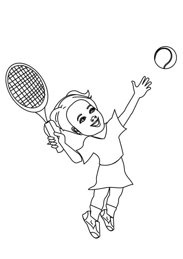 A Playing Tennis Bat Coloring Page