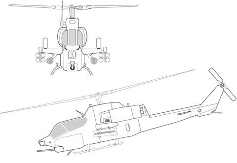 AH-1W Super Cobra Helicopter Coloring Page