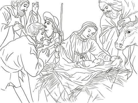 Adoration Of The Shepherds Image For Kids Coloring Page